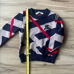 Burberry Navy and Red Patterned Kids Sweater
